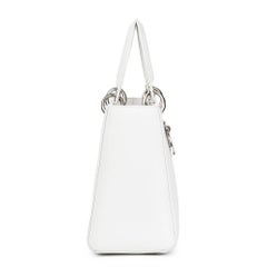Christian Dior Lady Dior White Calfskin Leather MM Bag, 2003