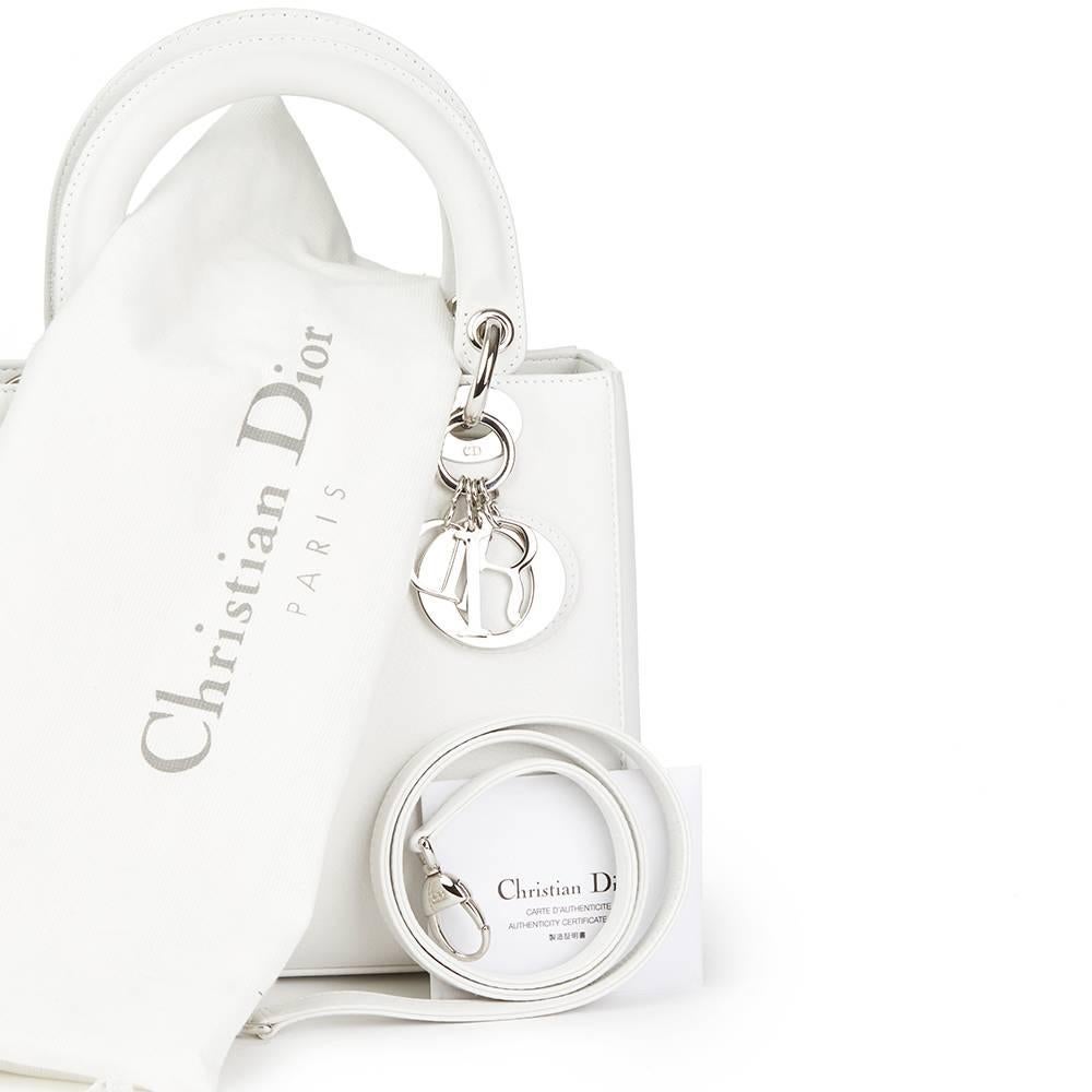 Christian Dior Lady Dior White Calfskin Leather MM Bag, 2003  1