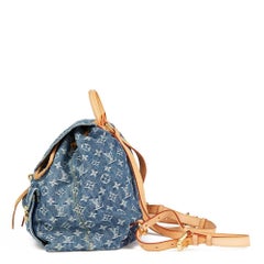 2006 Louis Vuitton Blauer Denim-Rucksack mit Monogramm PM