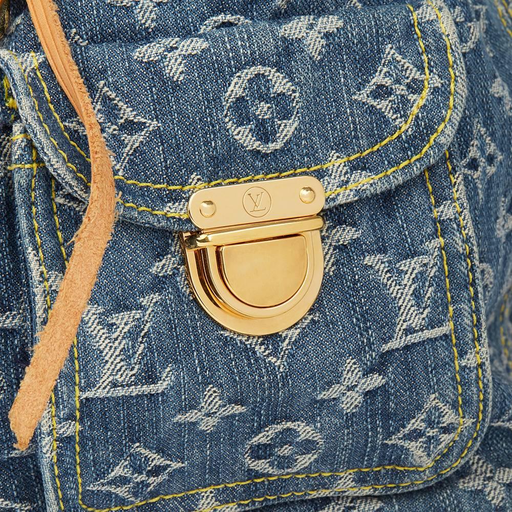 Gray 2006 Louis Vuitton Blue Monogram Denim Backpack PM