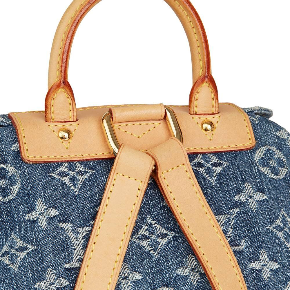 2006 Louis Vuitton Blue Monogram Denim Backpack PM In Excellent Condition In Bishop's Stortford, Hertfordshire