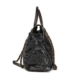 2012 Chanel Black Calfskin Leather, Lambskin & Stingray Large Bindi CC Tote