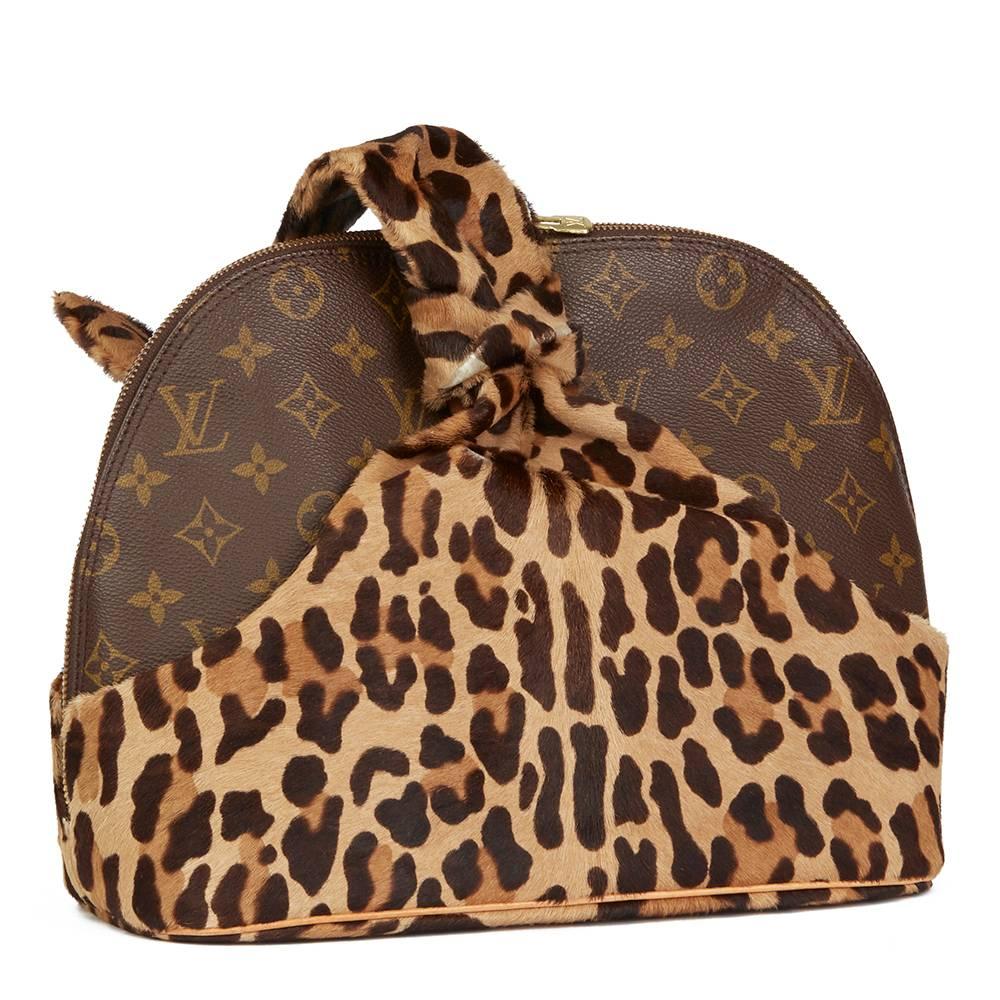 Brown Louis Vuitton X Azzedine Alaia Leopard Pony Fur & Canvas Vintage Alma
