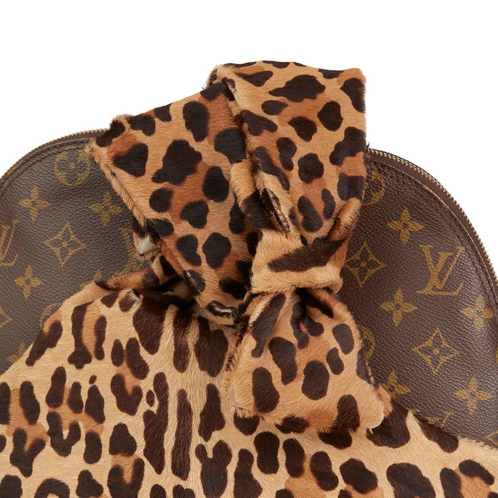 Women's Louis Vuitton X Azzedine Alaia Leopard Pony Fur & Canvas Vintage Alma 