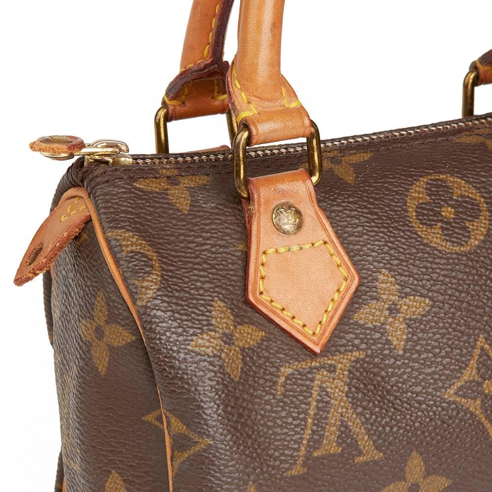 1992 Louis Vuitton Brown Monogram Coated Canvas Vintage Mini HL Speedy In Good Condition In Bishop's Stortford, Hertfordshire