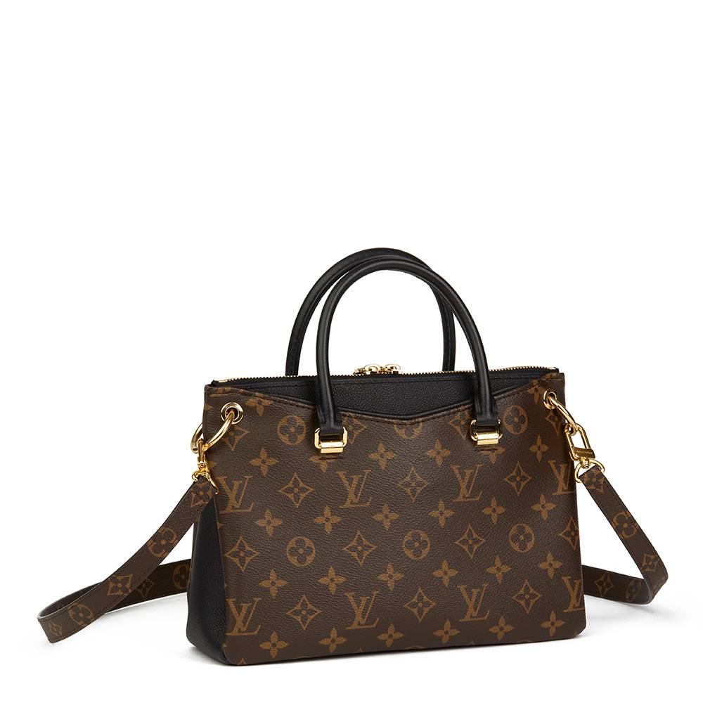 2017 Louis Vuitton Brown Monogram Canvas & Black Calfskin Leather Pallas BB In Excellent Condition In Bishop's Stortford, Hertfordshire