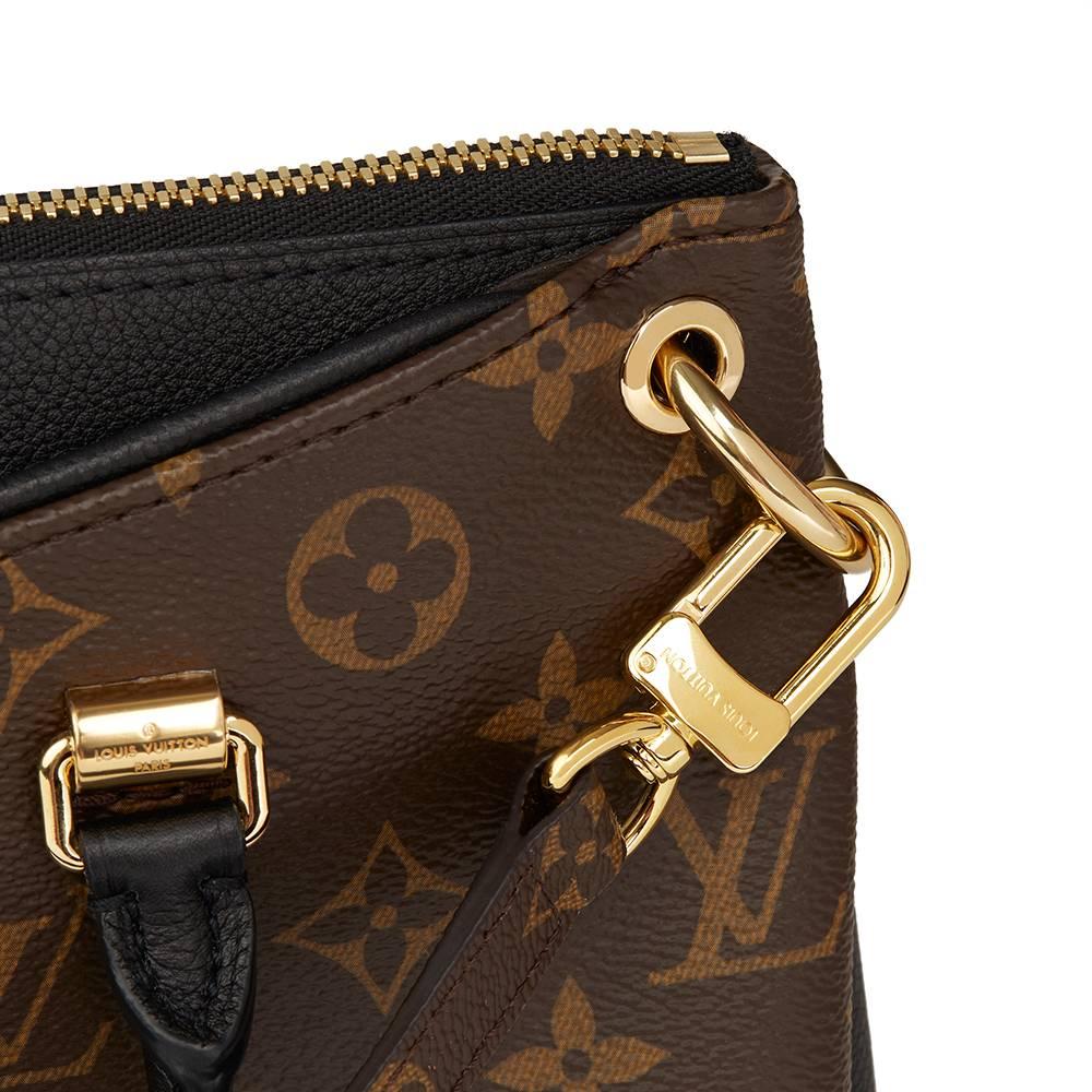 2017 Louis Vuitton Brown Monogram Canvas & Black Calfskin Leather Pallas BB 3