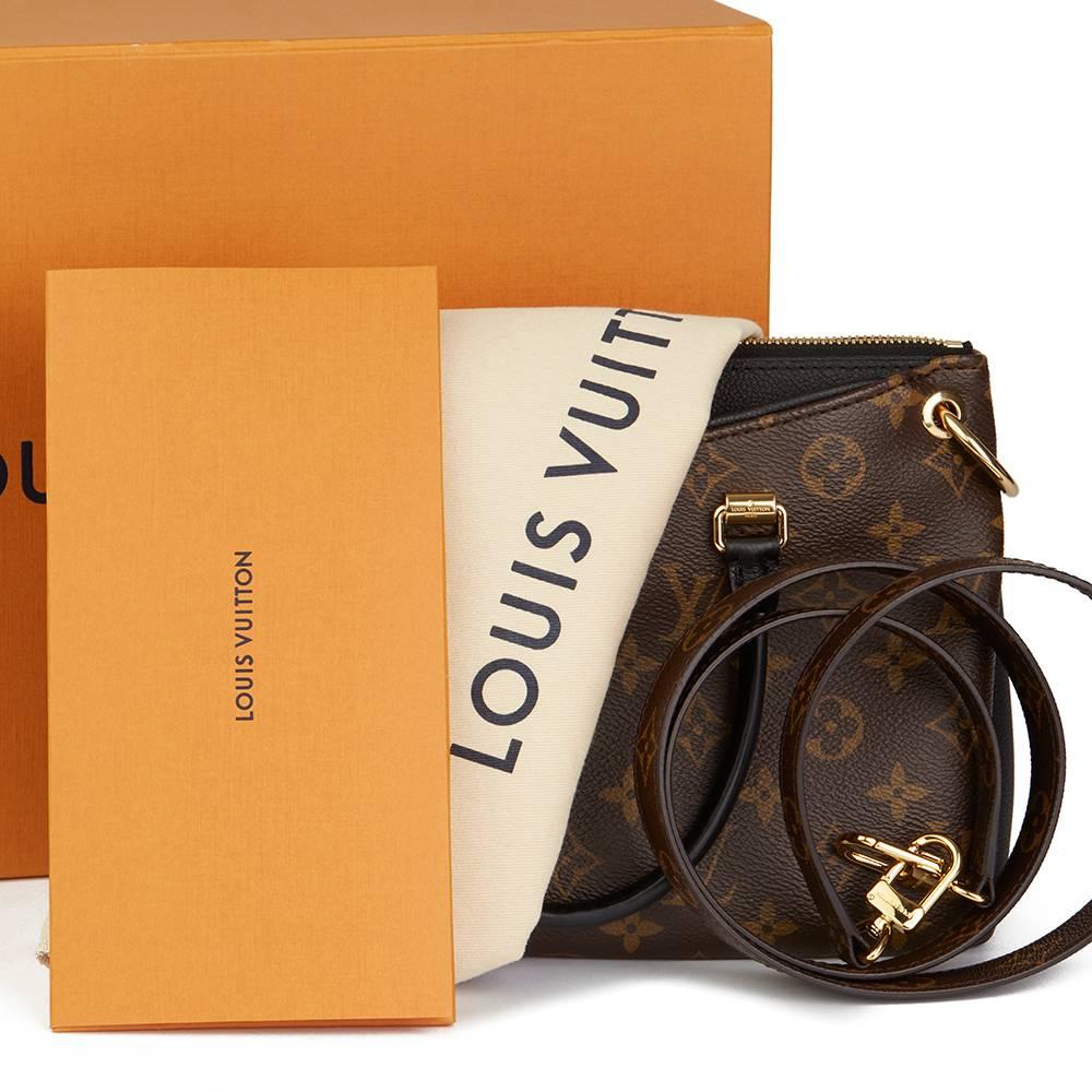 2017 Louis Vuitton Brown Monogram Canvas & Black Calfskin Leather Pallas BB 5