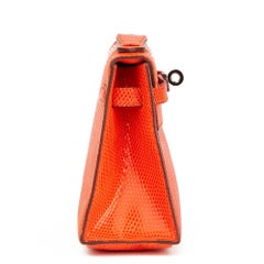 2006 Hermes Orange Lizard Leather Kelly Pochette