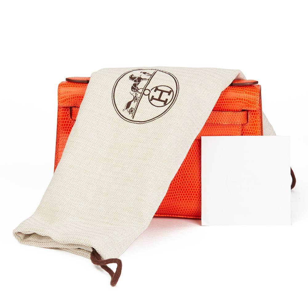 2006 Hermes Orange Lizard Leather Kelly Pochette 2