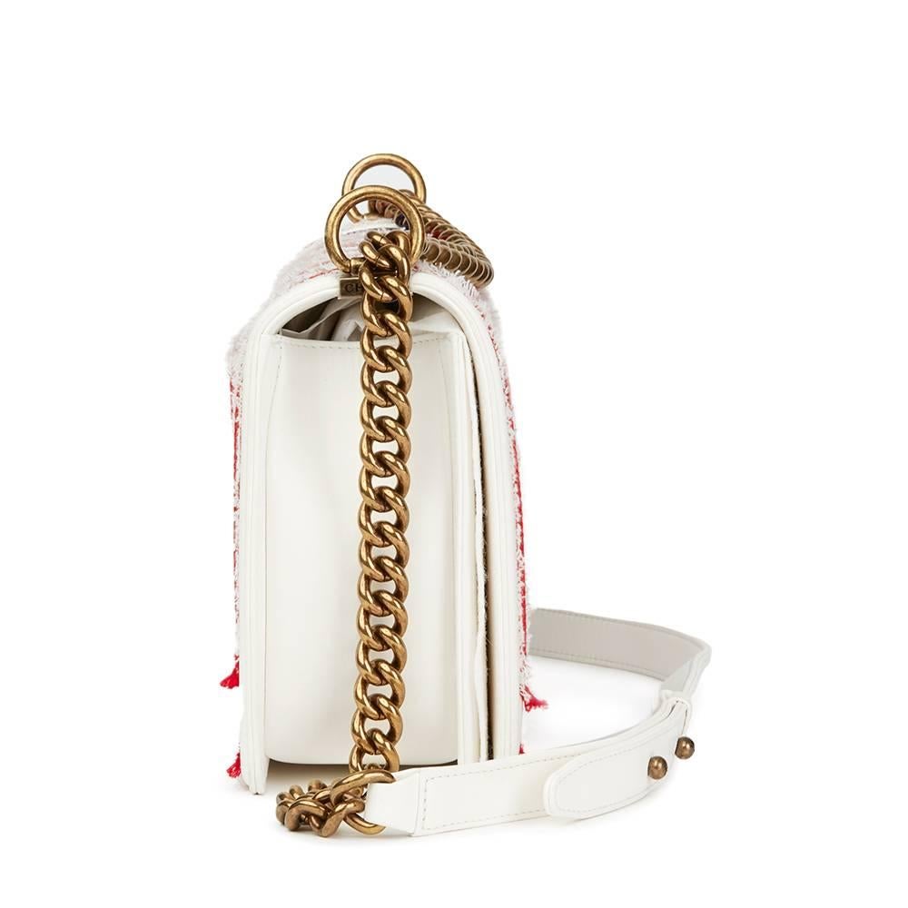CHANEL
White Embroidered Leather Cuba New Medium Le Boy

 Reference: HB1883
Serial Number: 23609924
Age (Circa): 2017
Accompanied By: Chanel Dust Bag, Box, Authenticity Card, Protective Felt, Tag
Authenticity Details: Authenticity Card, Serial