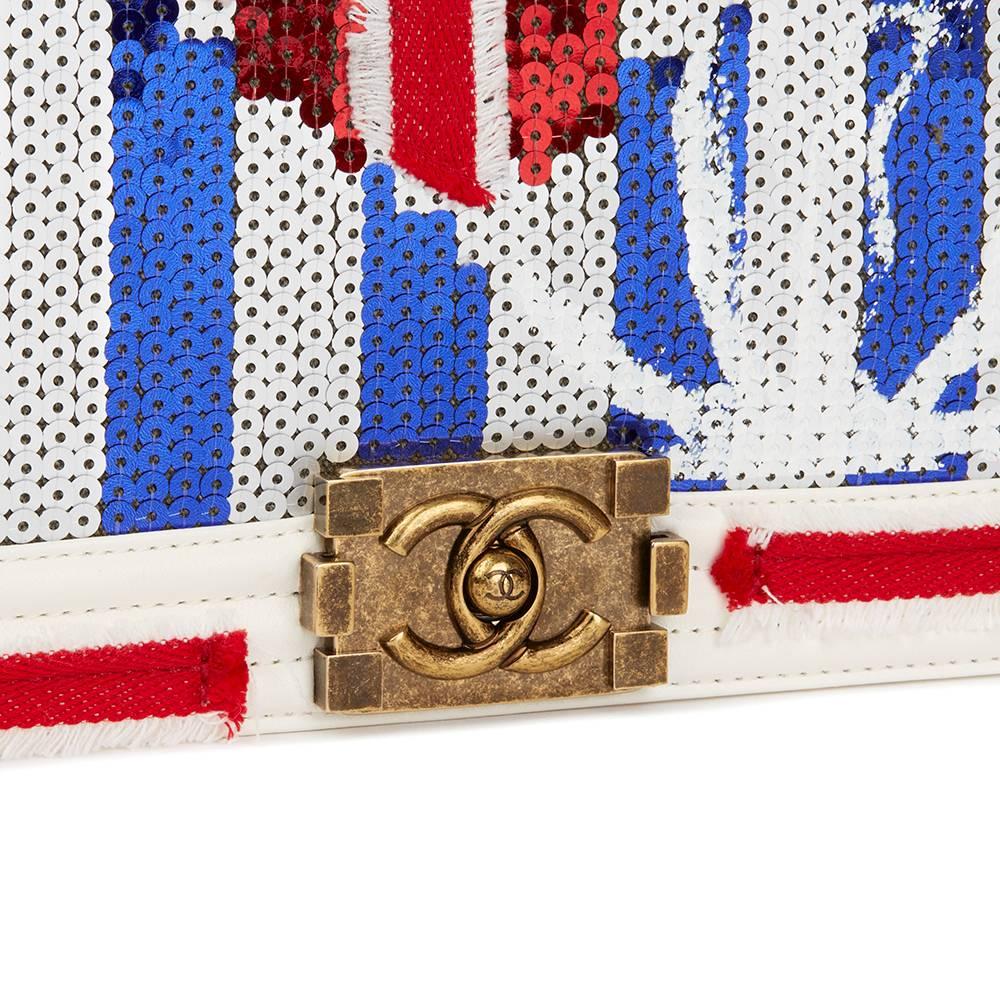2017 Chanel White Embroidered Leather Cuba New Medium Le Boy Bag 1