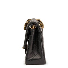 1990s Chanel Black Quilted Lambskin Vintage Small Classic Double Flap Bag