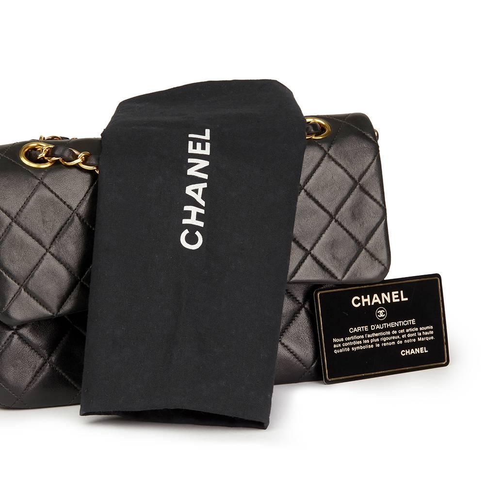 1990s Chanel Black Quilted Lambskin Vintage Small Classic Double Flap Bag 6