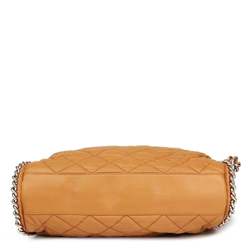 Women's 2010 Chanel Honey Beige Quilted Washed Lambskin Chain Around Hobo
