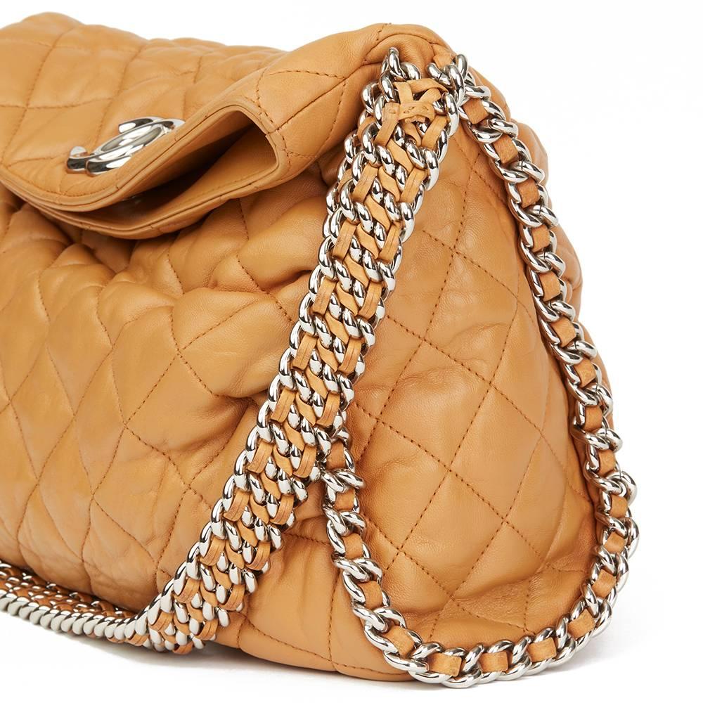 2010 Chanel Honey Beige Quilted Washed Lambskin Chain Around Hobo 2