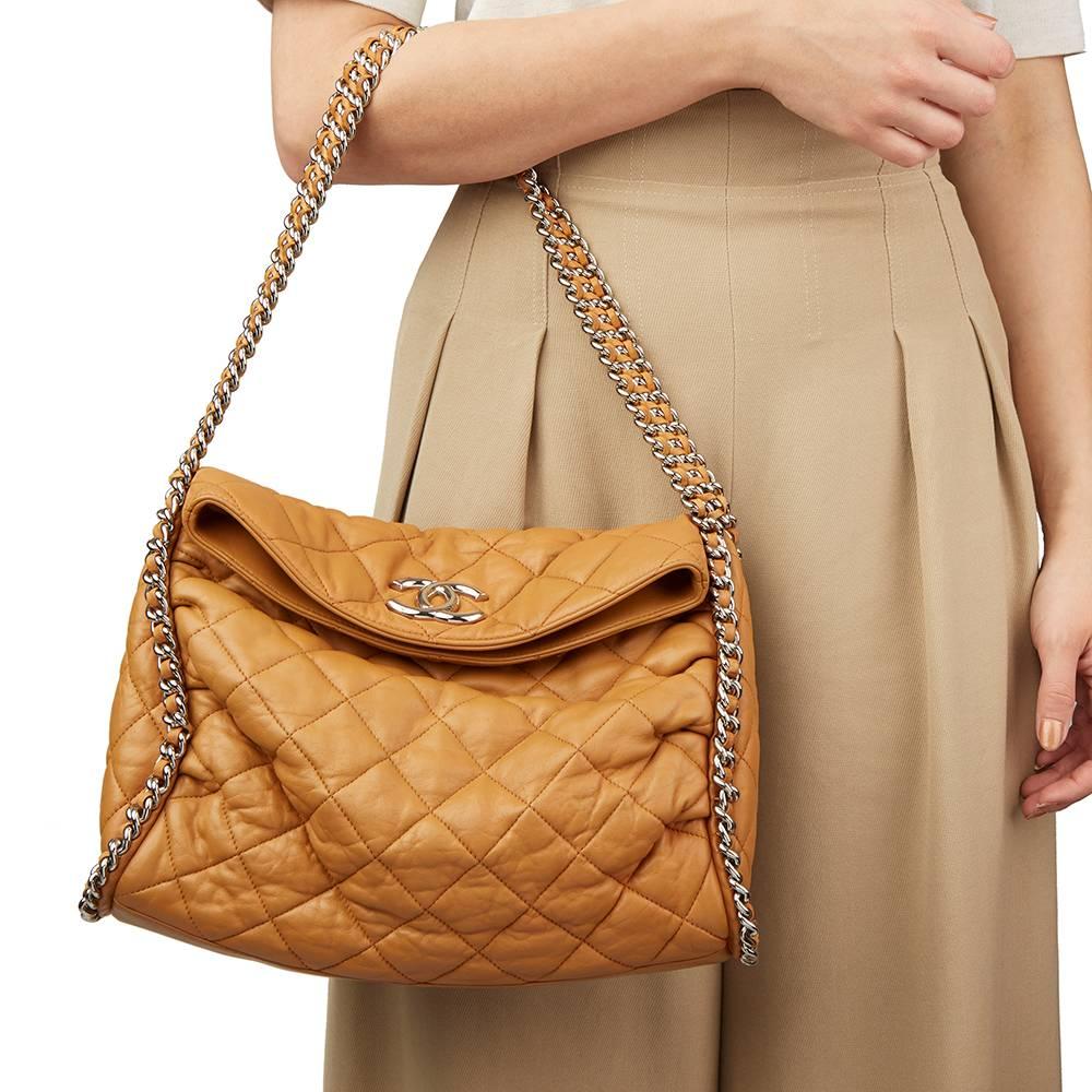 2010 Chanel Honey Beige Quilted Washed Lambskin Chain Around Hobo 5