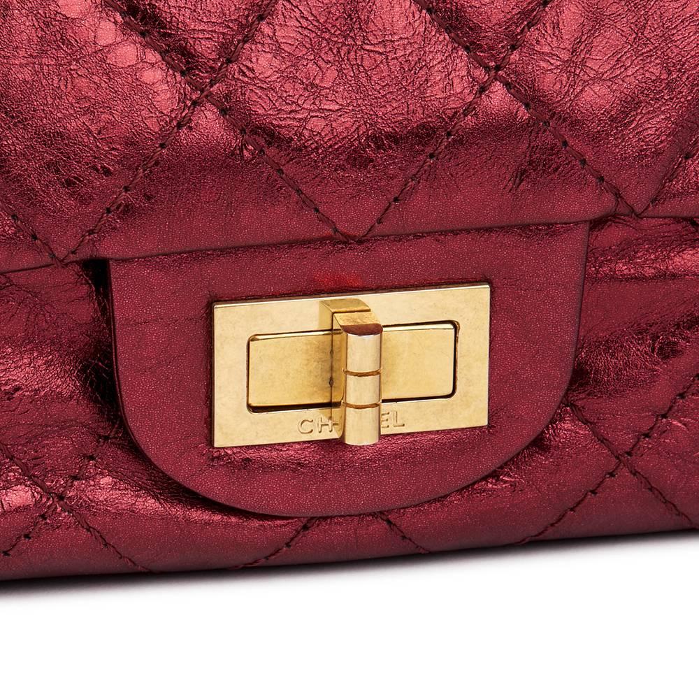 Women's 2009 Chanel Red  Metallic Aged Calfskin Leather 2.55 Reissue 227 Double Flap Bag