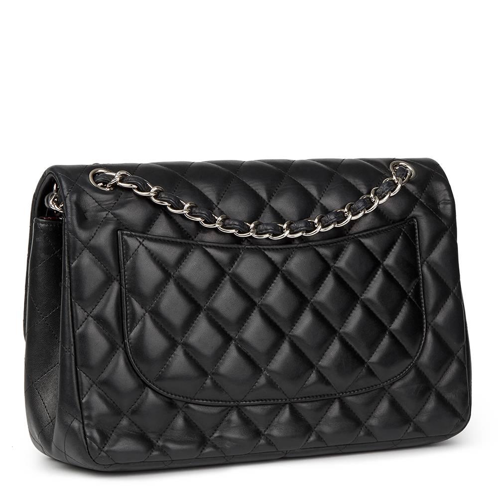 Chanel Black Quilted Lambskin Jumbo Classic Double Flap Bag, 2012   In Excellent Condition In Bishop's Stortford, Hertfordshire