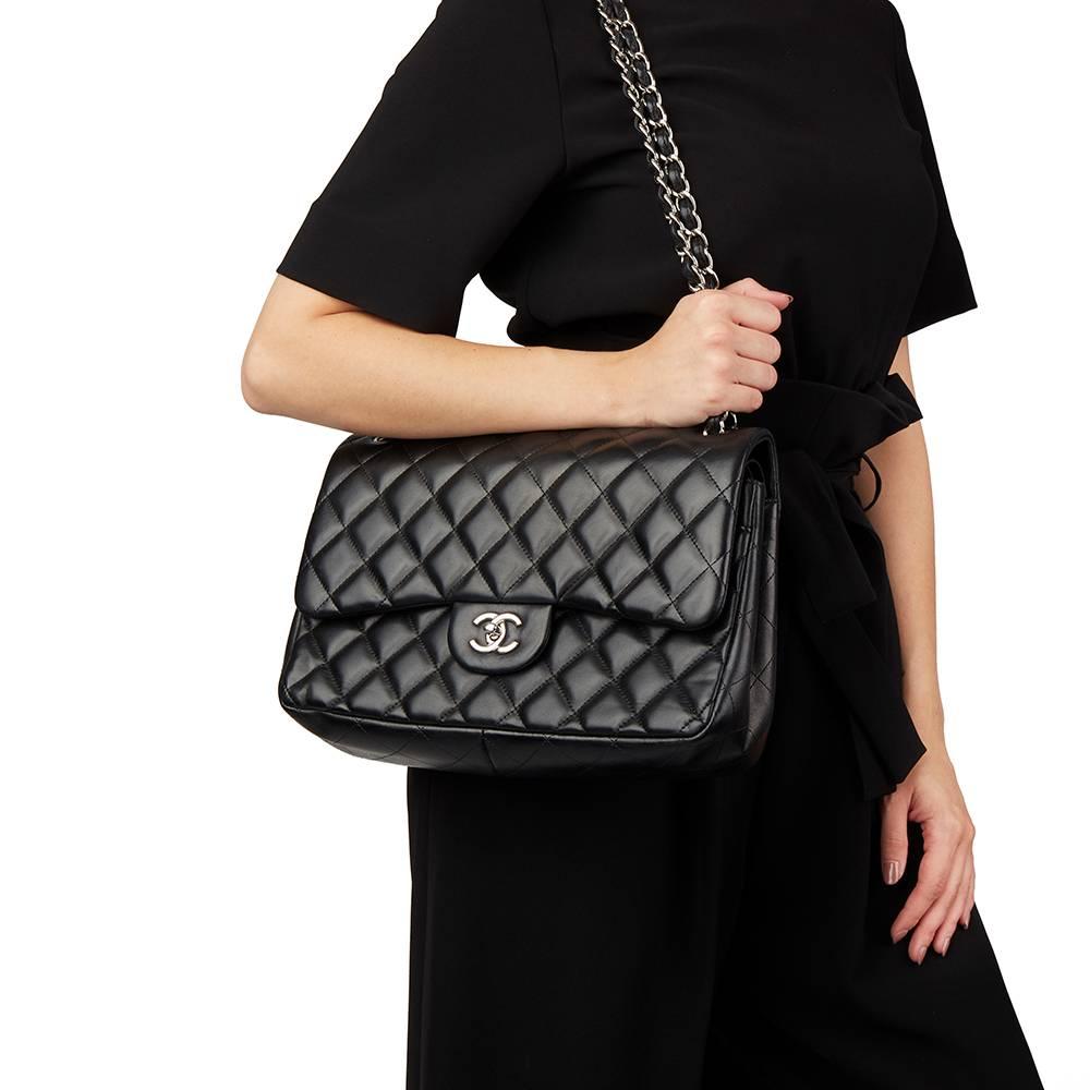 Chanel Black Quilted Lambskin Jumbo Classic Double Flap Bag, 2012   6