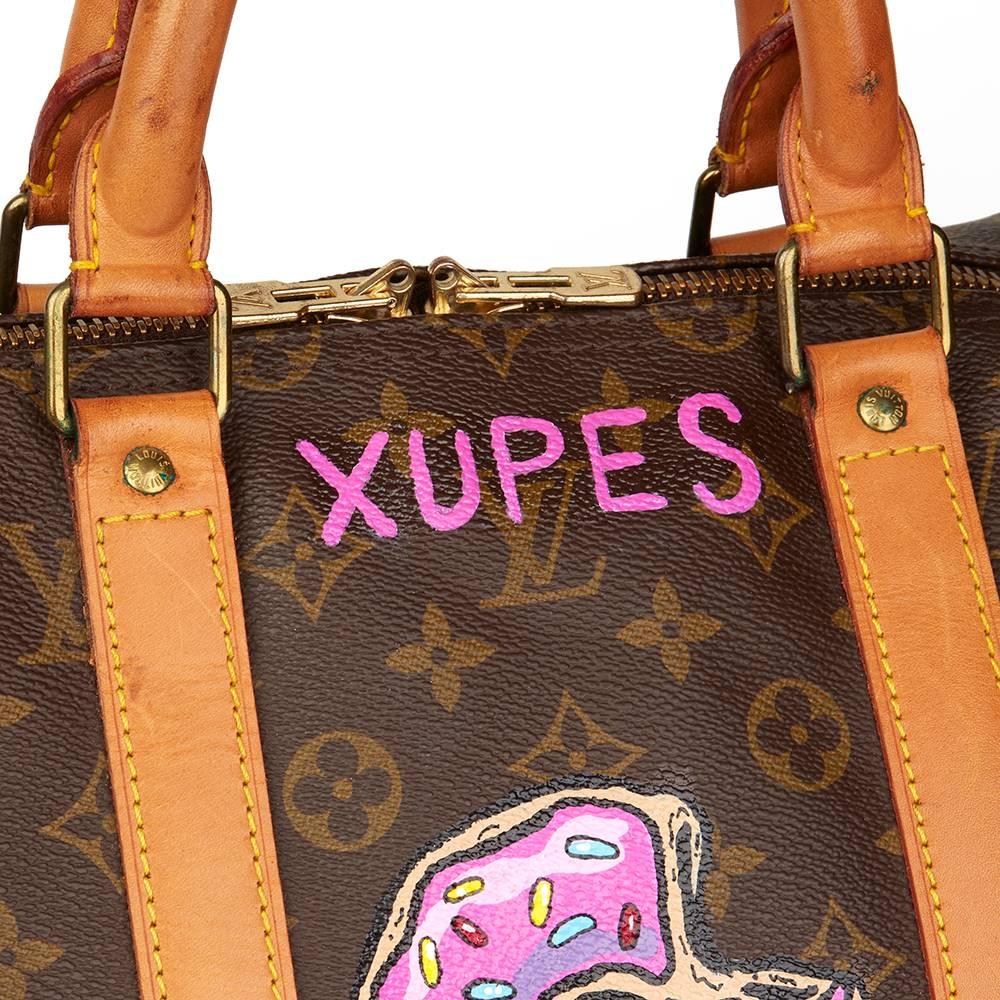 1990 Louis Vuitton Hand-Painted '$weet Tooth' Keepall Bandouliere 55 In Good Condition In Bishop's Stortford, Hertfordshire
