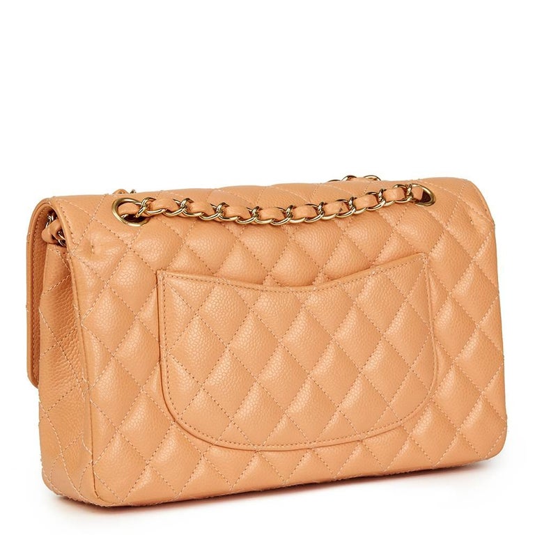 2000s Chanel Peach Quilted Caviar Leather Medium Classic Double Flap Bag at 1stDibs peach