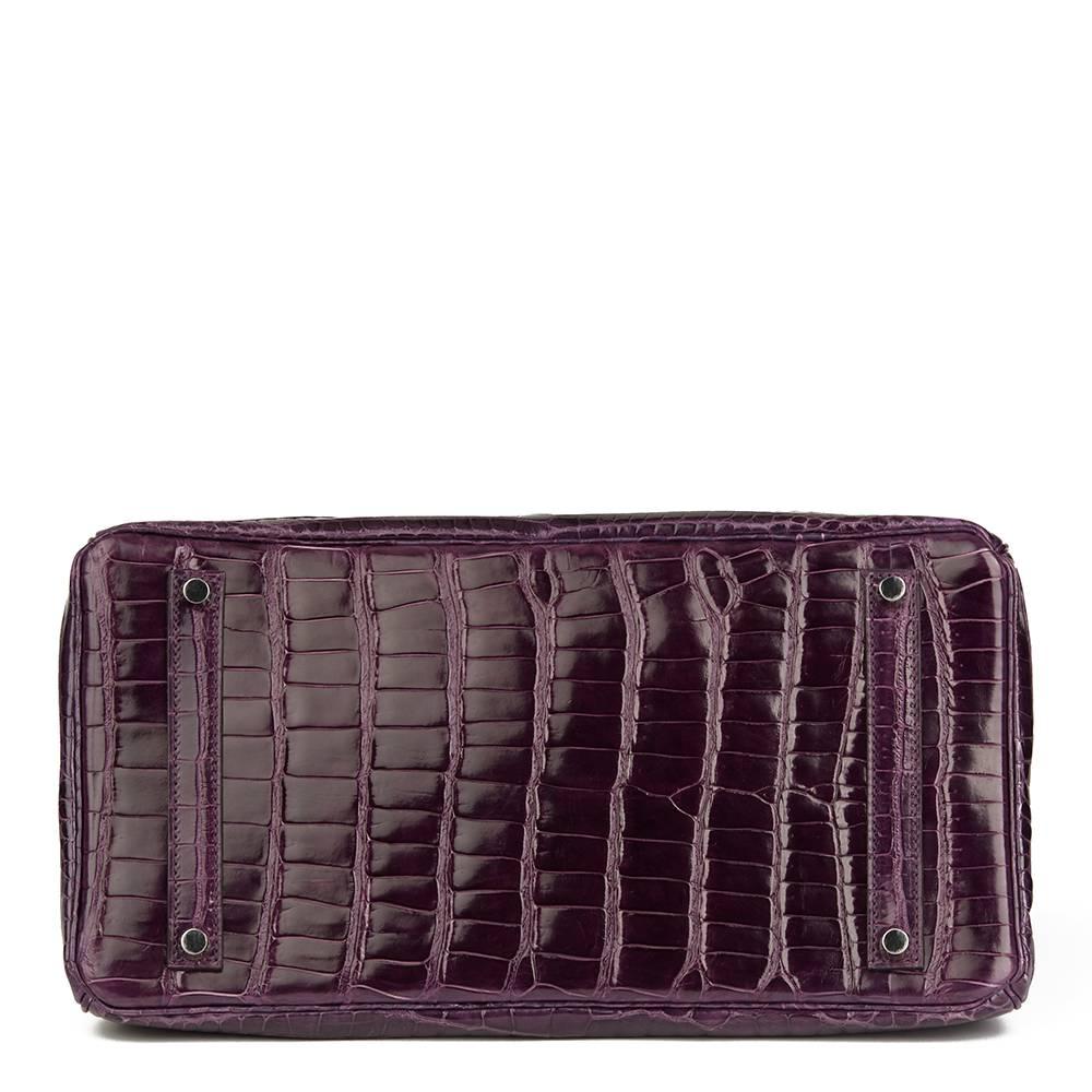 Women's Hermès Amethyst Shiny Porosus Crocodile Leather Birkin 35cm Bag, 2010 