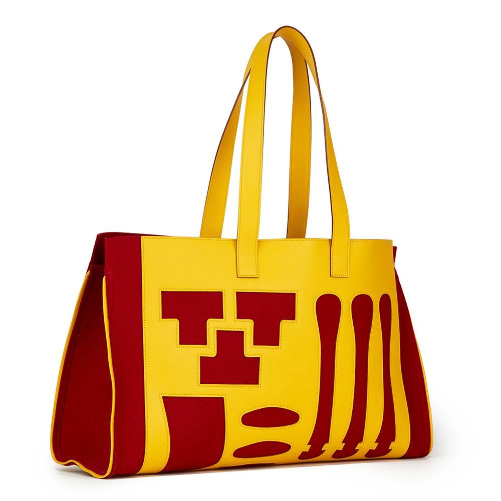 2010 Hermès Soleil Epsom Leather and Rouge H Felt Petit H GM Skeleton Tote im Zustand „Hervorragend“ in Bishop's Stortford, Hertfordshire