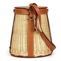 Hermès Barenia Leather and Woven Osier Wicker Picnic Farming Bucket Bag, 2015