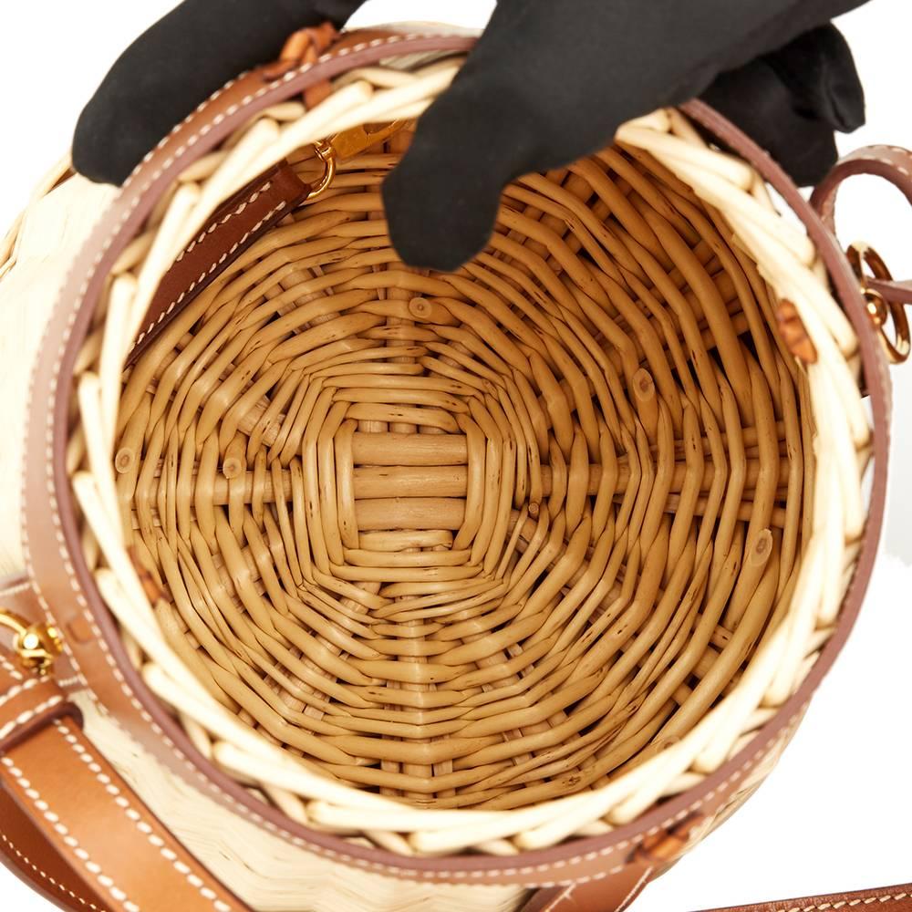 Hermès Barenia Leather and Woven Osier Wicker Picnic Farming Bucket Bag, 2015 2
