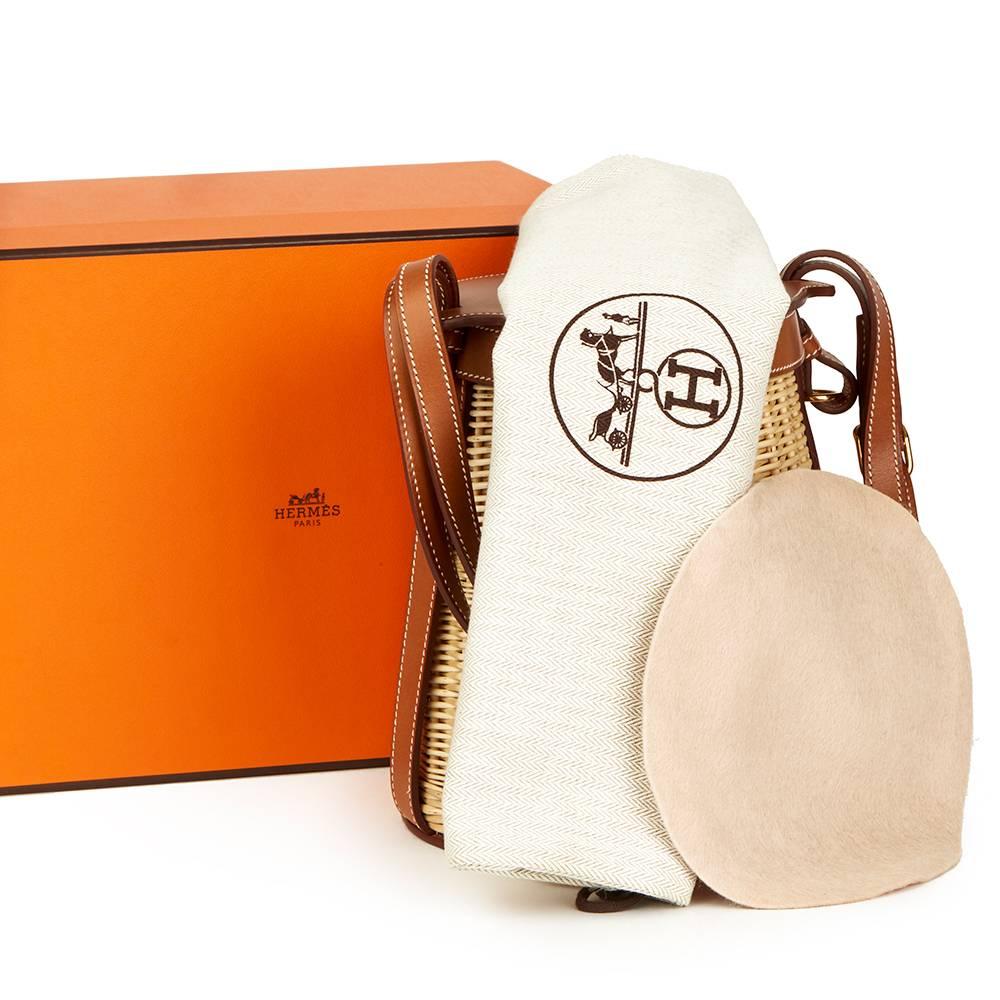 Hermès Barenia Leather and Woven Osier Wicker Picnic Farming Bucket Bag, 2015 3