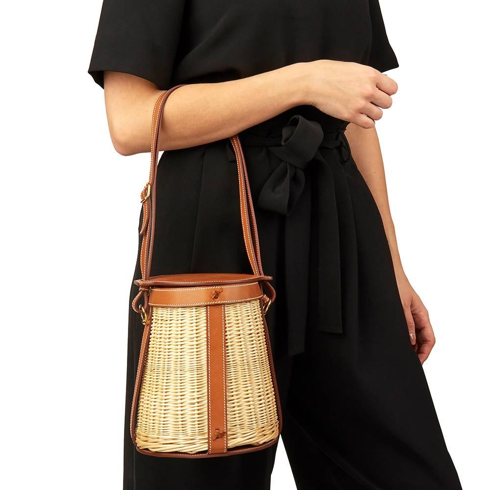 Hermès Barenia Leather and Woven Osier Wicker Picnic Farming Bucket Bag, 2015 4