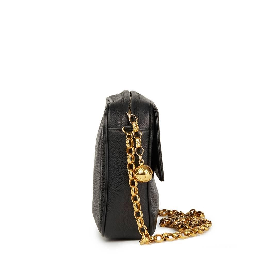 1994 Chanel Black Caviar Leather Vintage Timeless Camera Bag In Excellent Condition In Bishop's Stortford, Hertfordshire