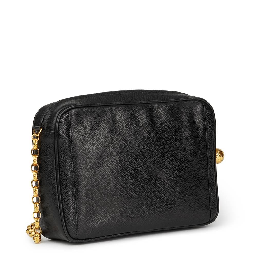Women's 1994 Chanel Black Caviar Leather Vintage Timeless Camera Bag
