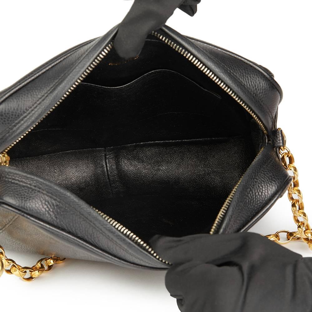 1994 Chanel Black Caviar Leather Vintage Timeless Camera Bag 5