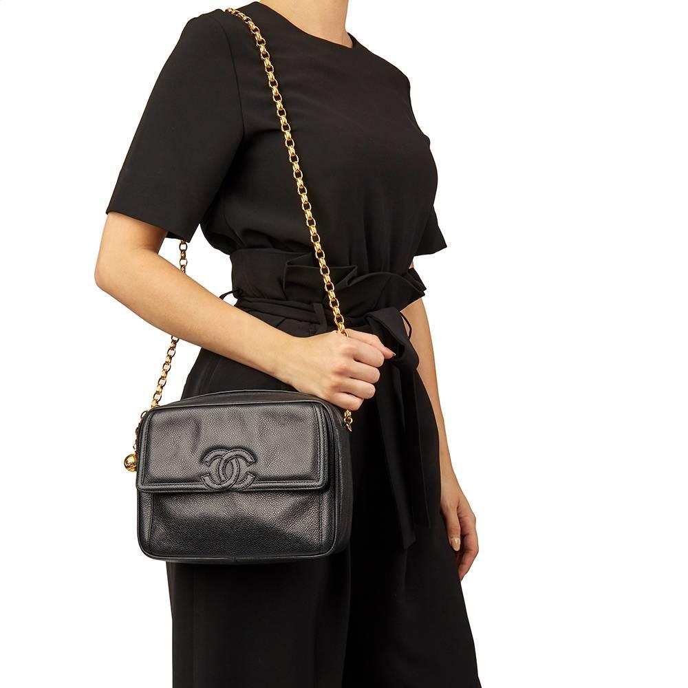 1994 Chanel Black Caviar Leather Vintage Timeless Camera Bag 6