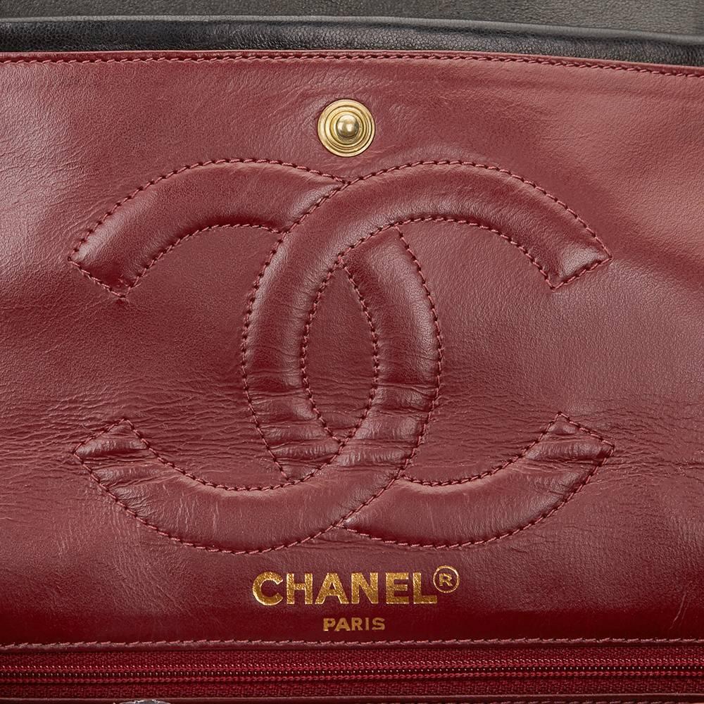 Women's 1995 Chanel Black Quilted Lambskin Vintage Medium Paris Limited Double Flap Bag