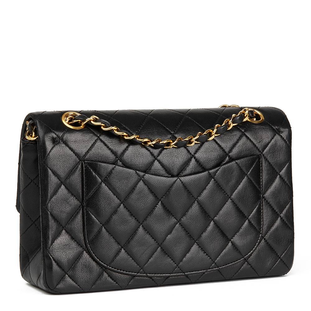 1986 Chanel Black Quilted Lambskin Vintage Small Classic Double Flap Bag In Excellent Condition In Bishop's Stortford, Hertfordshire