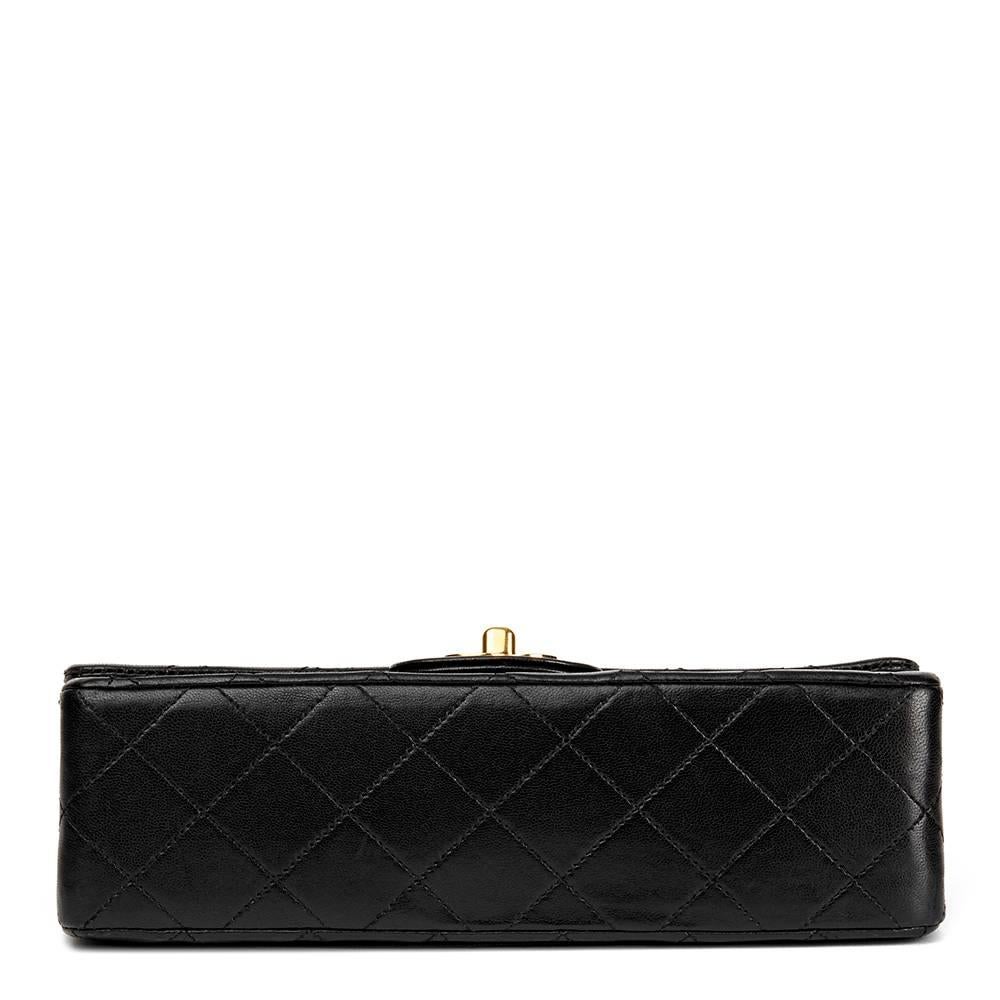 Women's 1986 Chanel Black Quilted Lambskin Vintage Small Classic Double Flap Bag