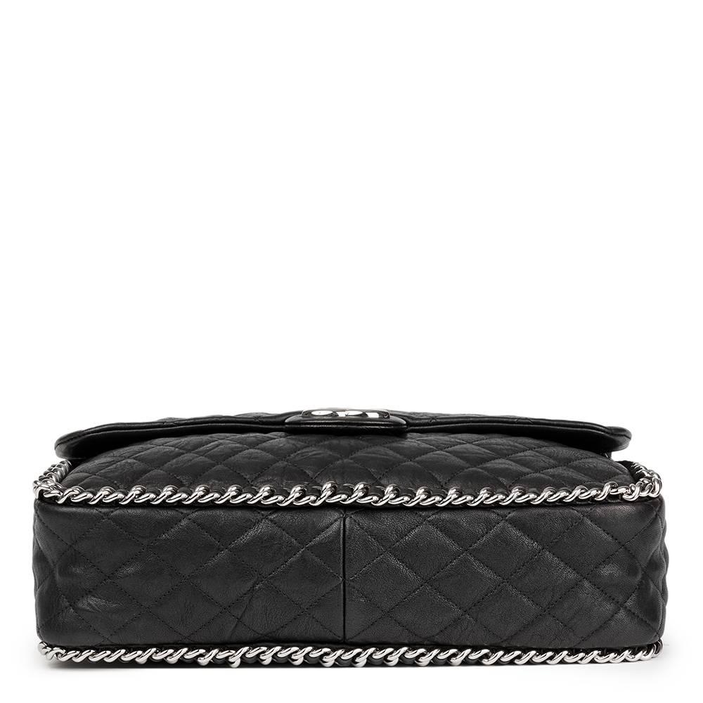 2014 Chanel Black Quilted Calfskin Chain Around Maxi Flap Bag In Excellent Condition In Bishop's Stortford, Hertfordshire