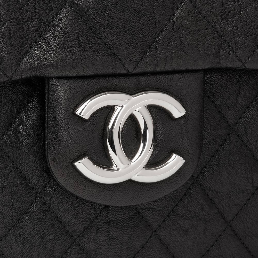 Women's 2014 Chanel Black Quilted Calfskin Chain Around Maxi Flap Bag