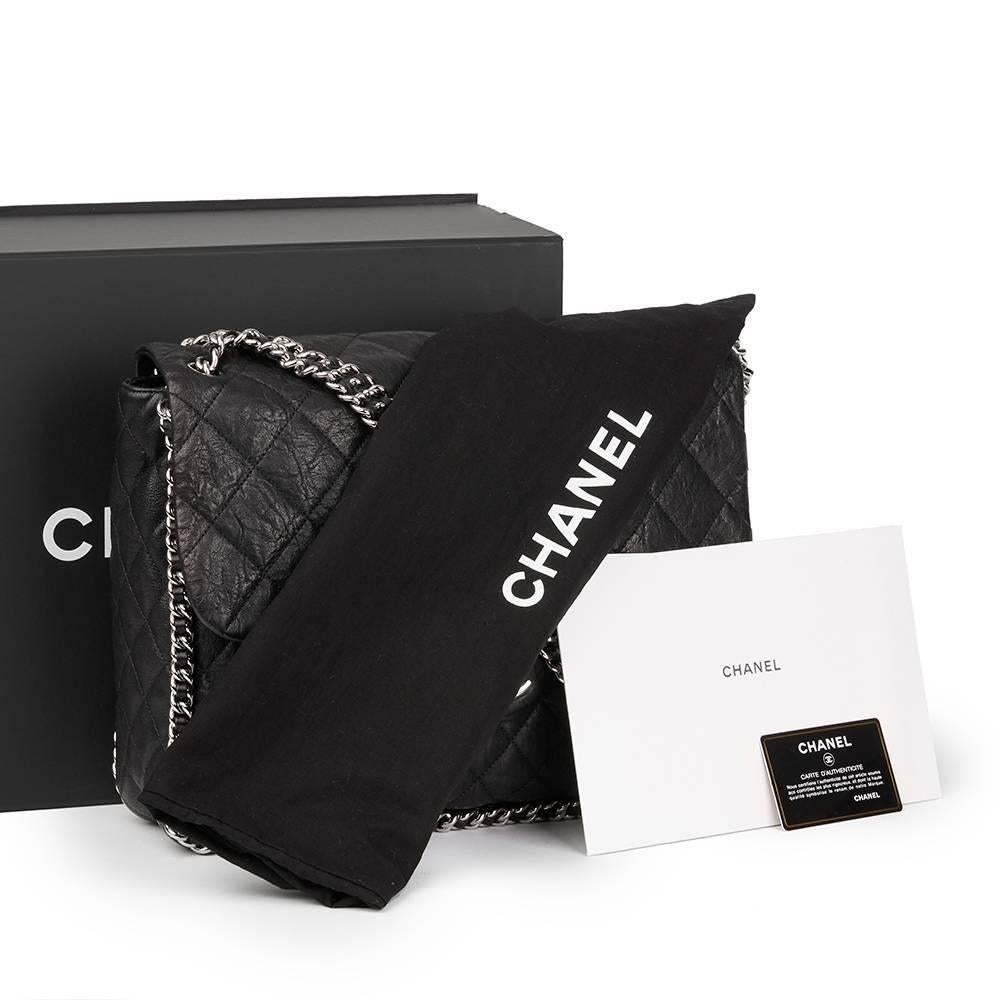 2014 Chanel Black Quilted Calfskin Chain Around Maxi Flap Bag 4