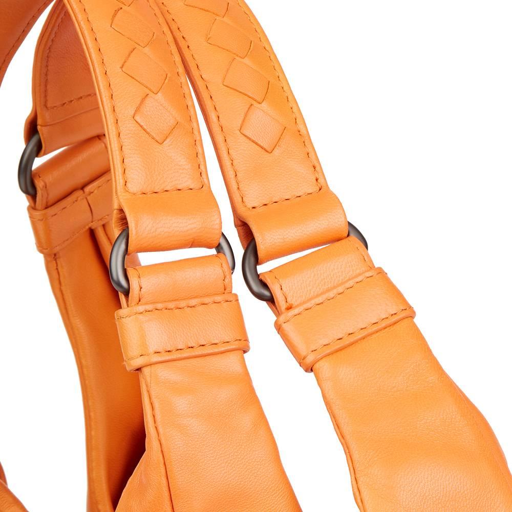 Women's or Men's 2015 Bottega Veneta Orange Woven Calfskin Medium Campana Bag 