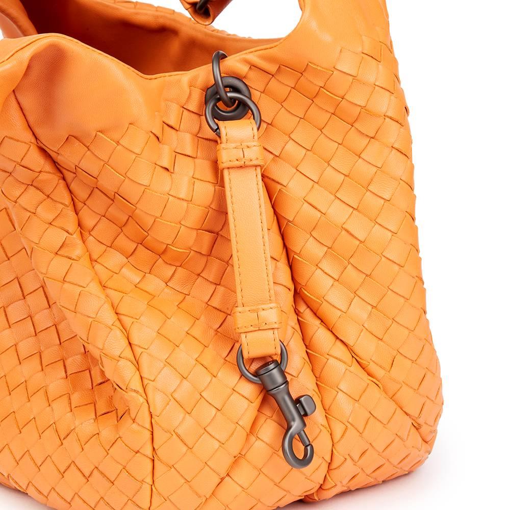 2015 Bottega Veneta Orange Woven Calfskin Medium Campana Bag  1