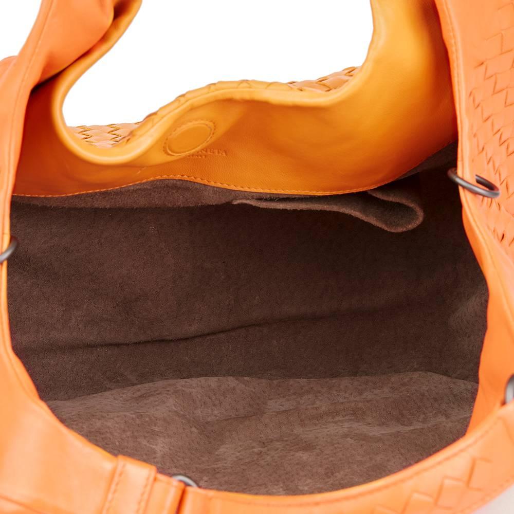 2015 Bottega Veneta Orange Woven Calfskin Medium Campana Bag  3