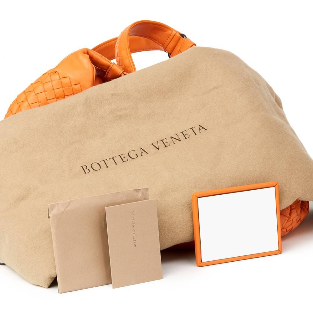 2015 Bottega Veneta Orange Woven Calfskin Medium Campana Bag  4