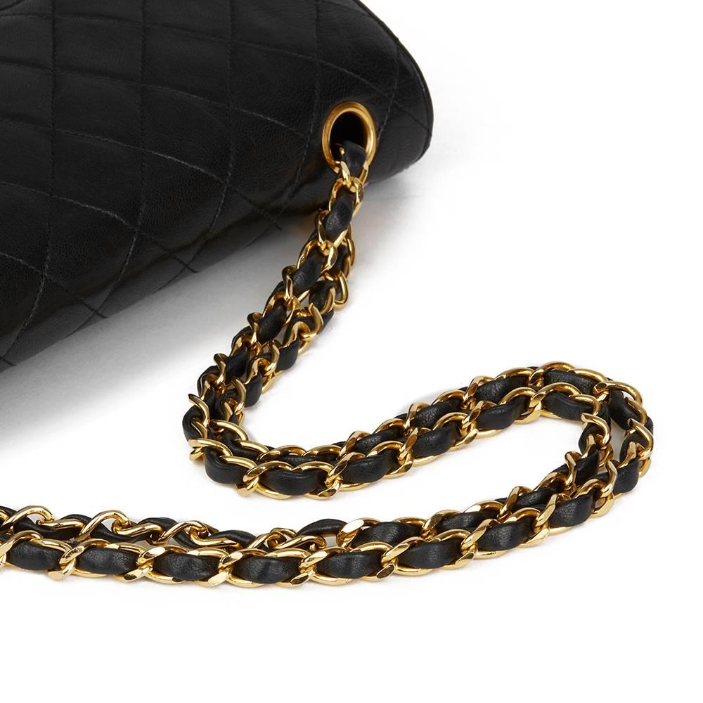 1986 Chanel Black Quilted Lambskin Vintage Medium Classic Double Flap Bag 1