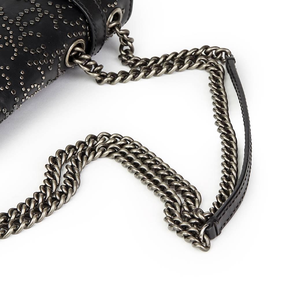 2014 Chanel Black Studded Calfskin Leather Paris-Dallas Studded Buckle Flap Bag 2