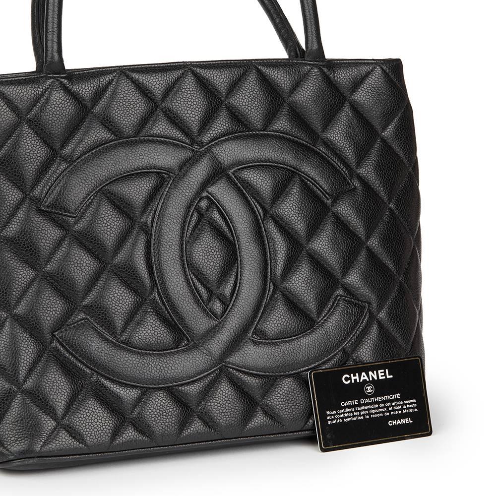 1997 Chanel Black Quilted Caviar Leather Vintage Medallion Tote 5