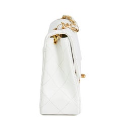 1993 Chanel White Quilted Lambskin Vintage Mini Flap Bag